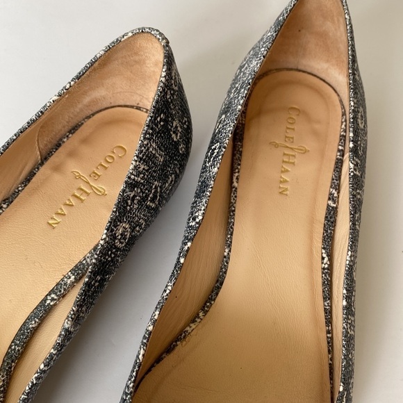 Cole Haan Embossed Leather Magnolia Skimmer Pointed Toe Ballet Flats Sz 5.5 - Picture 2 of 11